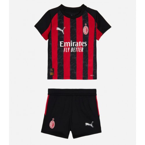 AC Milan Santiago Gimenez #7 Hemmaställ Barn 2025-26 Kortärmad (+ Korta byxor)